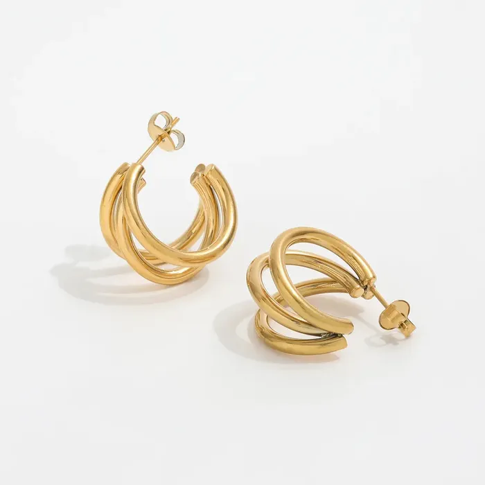 Jewelvers Earrings 18K GoldFilled Triple Hoop Earrings Small 22mm Jewelvers Earrings 18K GoldFilled Triple Hoop Earrings Small 22mm