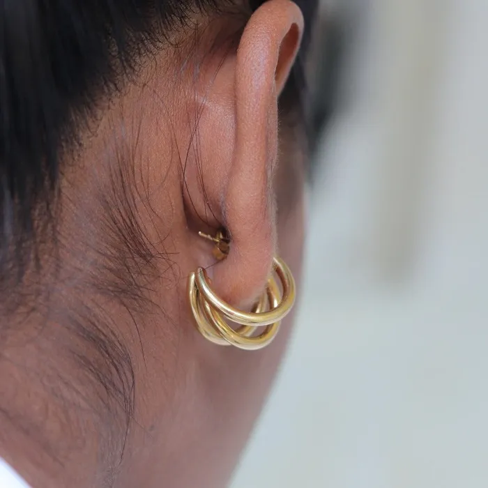 Jewelvers Earrings 18K GoldFilled Triple Hoop Earrings Small 22mm Jewelvers Earrings 18K GoldFilled Triple Hoop Earrings Small 22mm