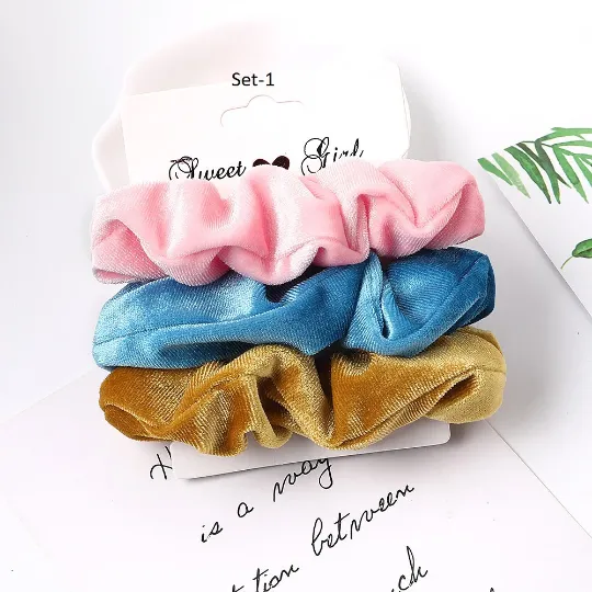 Jewelvers Earrings Set of 3 Velvet Hair Tie