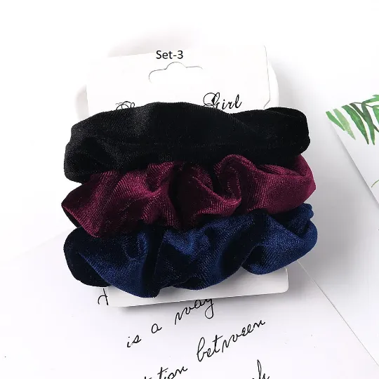 Jewelvers Earrings Set of 3 Velvet Hair Tie