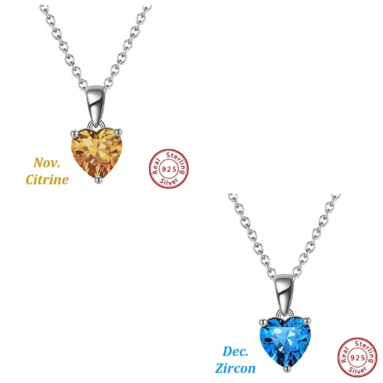Jewelvers Necklaces 925 Sterling Silver Heart Birthstone Necklace Jewelvers Necklaces 925 Sterling Silver Heart Birthstone Necklace