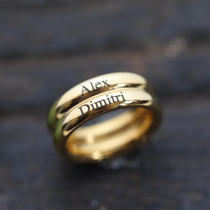 Jewelvers Rings 18K GoldFilled Personalized Ring Custom Engraved Double Band Name Ring for Women Jewelvers Rings 18K GoldFilled Personalized Ring Custom Engraved Double Band Name Ring for Women