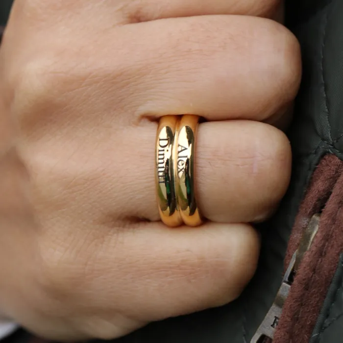 Jewelvers Rings 18K GoldFilled Personalized Ring Custom Engraved Double Band Name Ring for Women