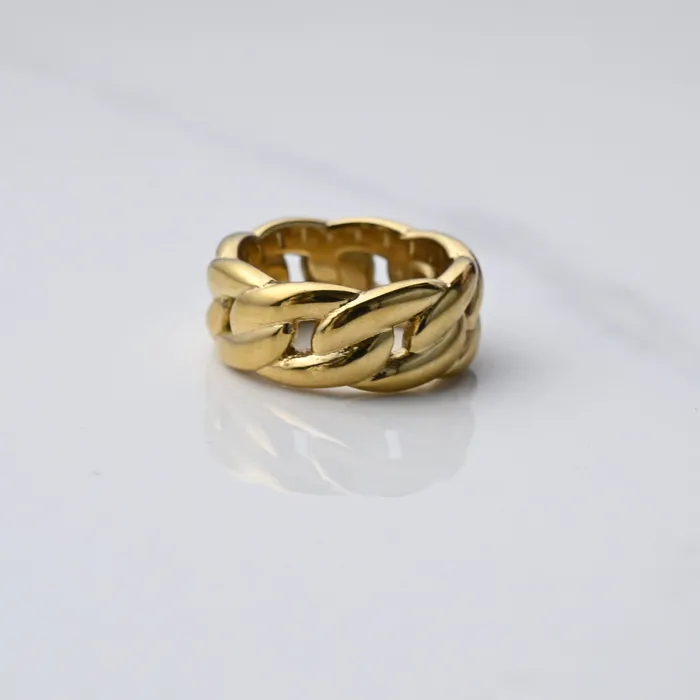 Jewelvers Rings 18K GoldFilled Thick Cuban Link Ring Chunky Chain Ring For Women Jewelvers Rings 18K GoldFilled Thick Cuban Link Ring Chunky Chain Ring For Women
