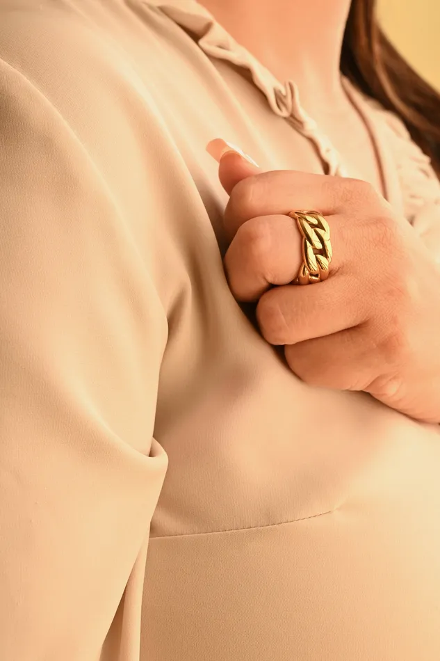 Jewelvers Rings 18K GoldFilled Thick Cuban Link Ring Chunky Chain Ring For Women Jewelvers Rings 18K GoldFilled Thick Cuban Link Ring Chunky Chain Ring For Women