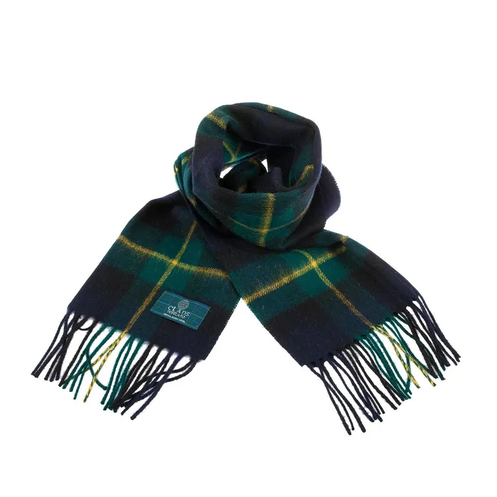 Lambswool Scottish Tartan Clan Scarf FORBESMACDONALD Gold Brothers Earrings