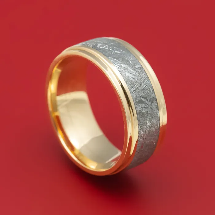 Lashbrook 14K Gold Ring with Gibeon Meteorite Inlay Custom Made Rings