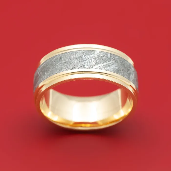 Lashbrook 14K Gold Ring with Gibeon Meteorite Inlay Custom Made Rings