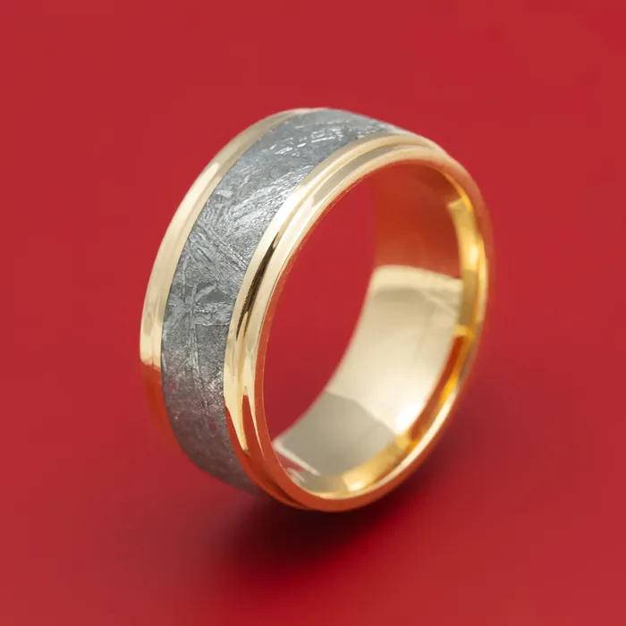 Lashbrook 14K Gold Ring with Gibeon Meteorite Inlay Custom Made Rings