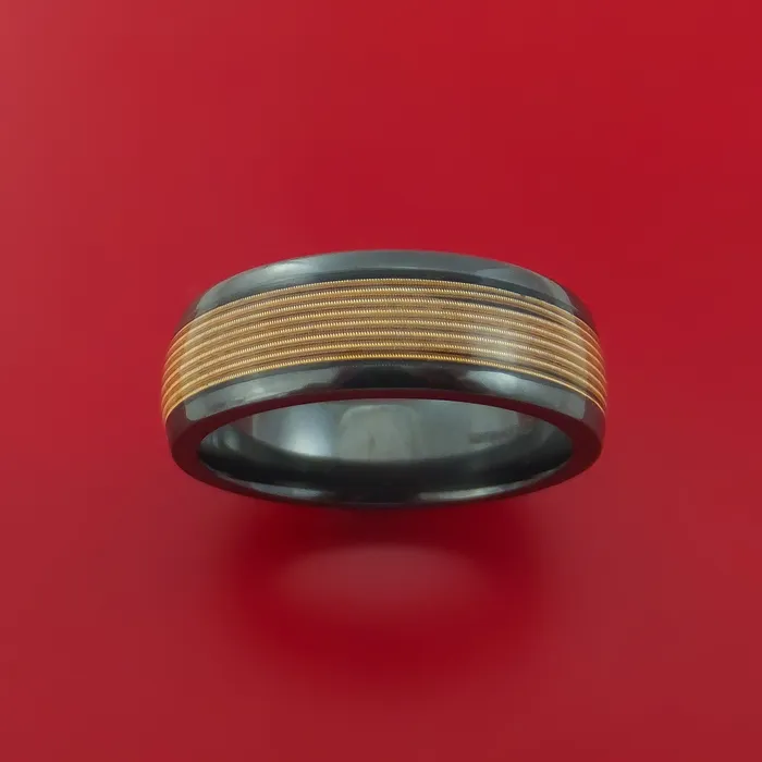 Lashbrook Black Zirconium Guitar String Ring Custom Made Band Rings Lashbrook Black Zirconium Guitar String Ring Custom Made Band Rings