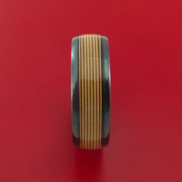 Lashbrook Black Zirconium Guitar String Ring Custom Made Band Rings Lashbrook Black Zirconium Guitar String Ring Custom Made Band Rings