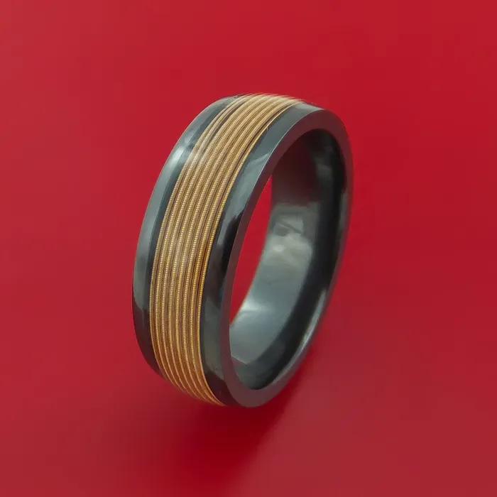 Lashbrook Black Zirconium Guitar String Ring Custom Made Band Rings Lashbrook Black Zirconium Guitar String Ring Custom Made Band Rings