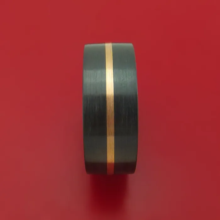 Lashbrook Rings Black Zirconium Ring with Gold Inlay and Side Braids Custom Made Band Lashbrook Rings Black Zirconium Ring with Gold Inlay and Side Braids Custom Made Band
