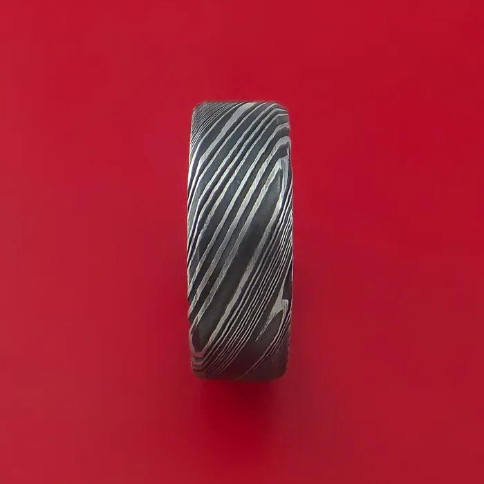 Lashbrook Rings Kuro Damascus Steel Ring Custom Made Band Lashbrook Rings Kuro Damascus Steel Ring Custom Made Band
