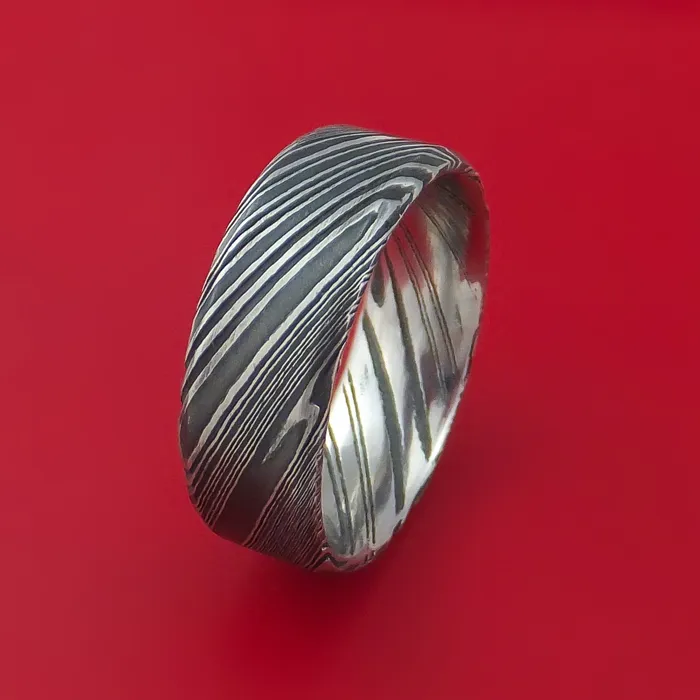 Lashbrook Rings Kuro Damascus Steel Ring Custom Made Band Lashbrook Rings Kuro Damascus Steel Ring Custom Made Band