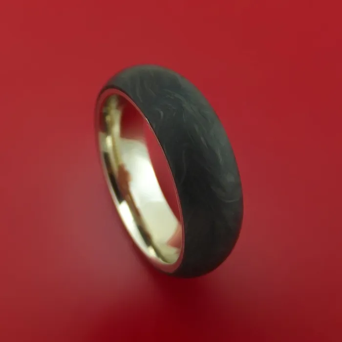 Lashbrook Rings Solid Forged Carbon Fiber Ring with 14K White Gold Sleeve Lashbrook Rings Solid Forged Carbon Fiber Ring with 14K White Gold Sleeve