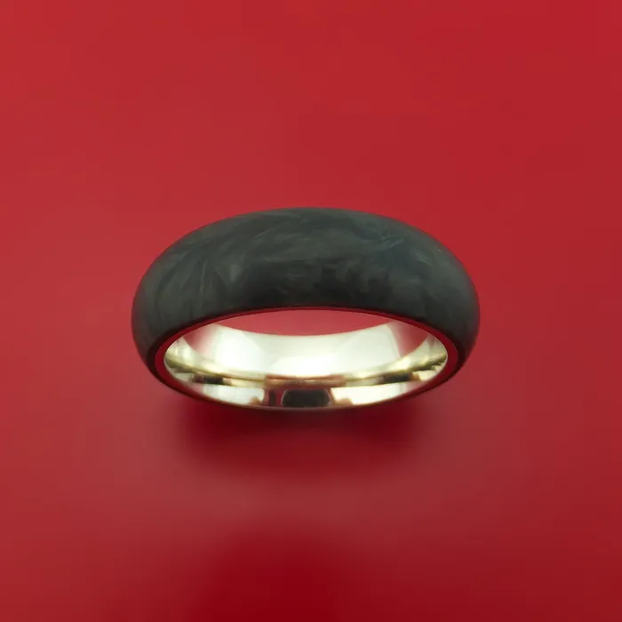 Lashbrook Rings Solid Forged Carbon Fiber Ring with 14K White Gold Sleeve