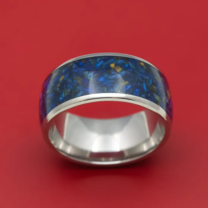 Lashbrook Rings Titanium and Blue Tigers Eye Mens Ring Custom Made Stone Inlay Band Lashbrook Rings Titanium and Blue Tigers Eye Mens Ring Custom Made Stone Inlay Band