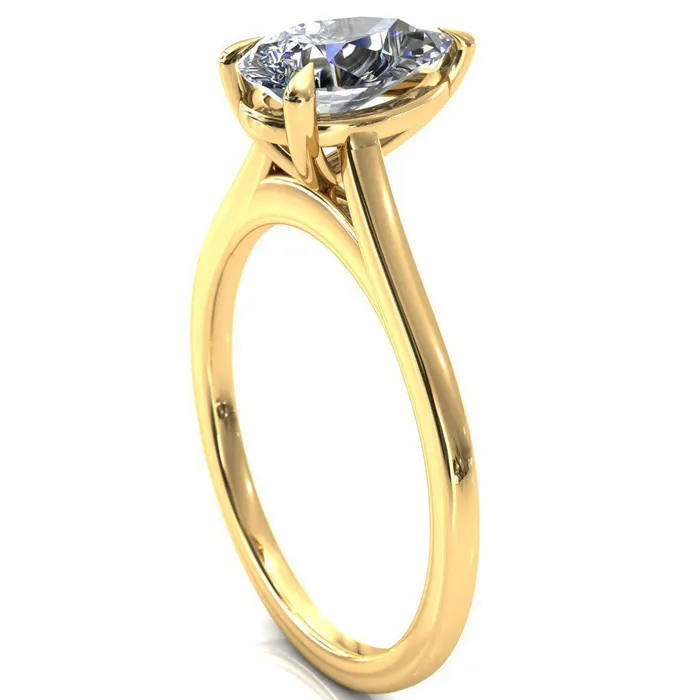 Lizzy Pear Center Stone 3 Claw Prong Cathedral Engagement Ring Fire Brilliance Rings