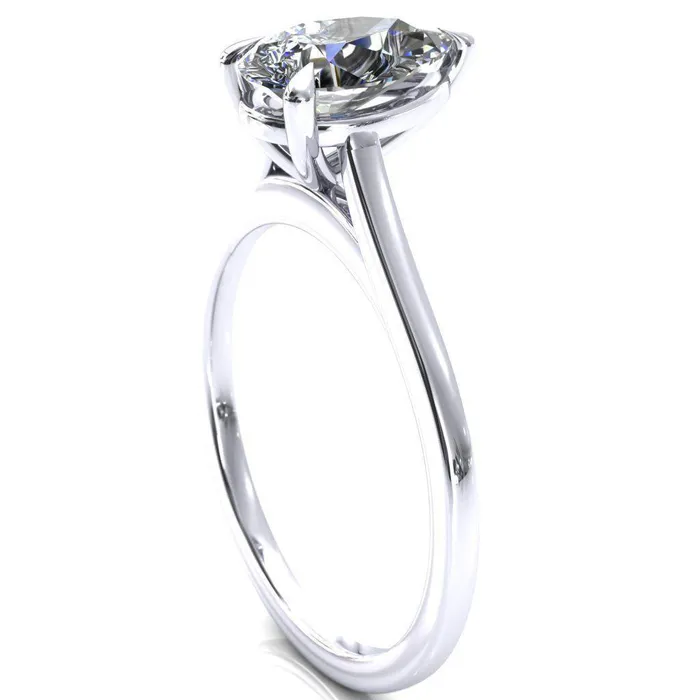 Lizzy Pear Center Stone 3 Claw Prong Cathedral Engagement Ring Fire Brilliance Rings