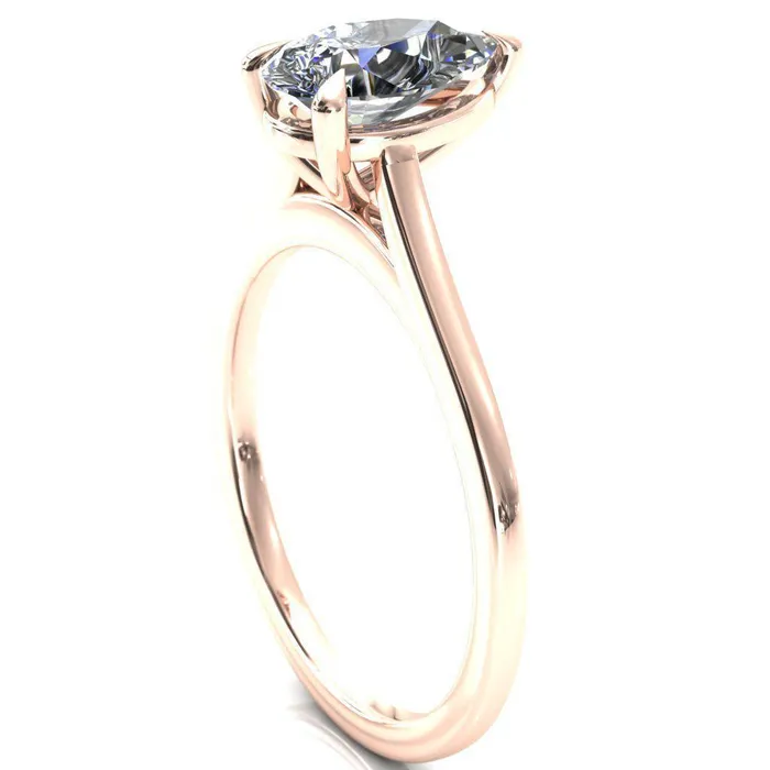 Lizzy Pear Center Stone 3 Claw Prong Cathedral Engagement Ring Fire Brilliance Rings