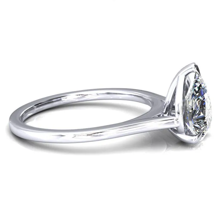 Lizzy Pear Center Stone 3 Claw Prong Cathedral Engagement Ring Fire Brilliance Rings