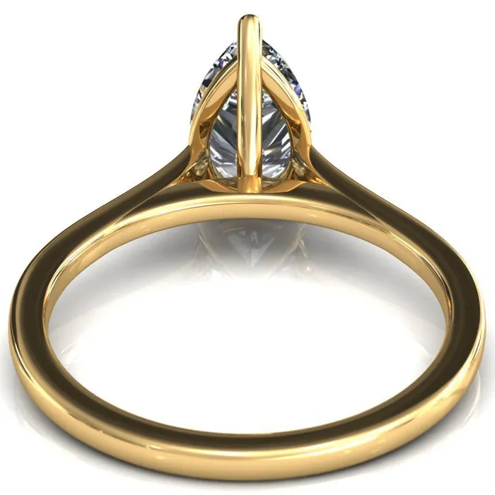 Lizzy Pear Center Stone 3 Claw Prong Cathedral Engagement Ring Fire Brilliance Rings