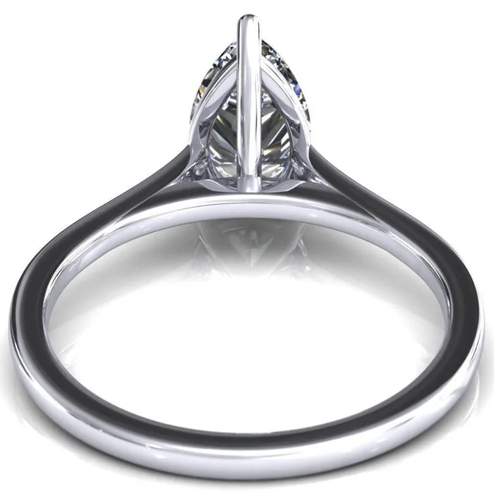 Lizzy Pear Center Stone 3 Claw Prong Cathedral Engagement Ring Fire Brilliance Rings