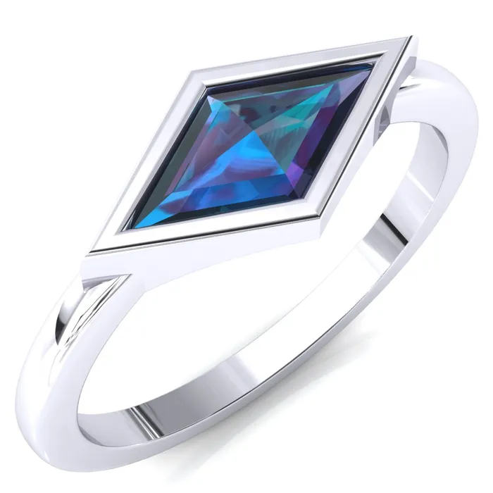 Londyn Lozenge Center Bezel Set Engagement Ring Fire Brilliance Rings