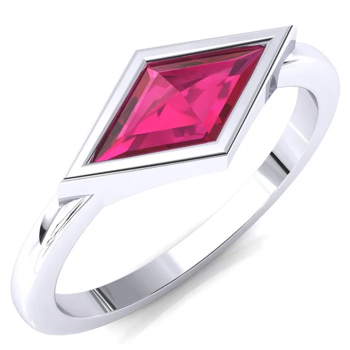 Londyn Lozenge Center Bezel Set Engagement Ring Fire Brilliance Rings