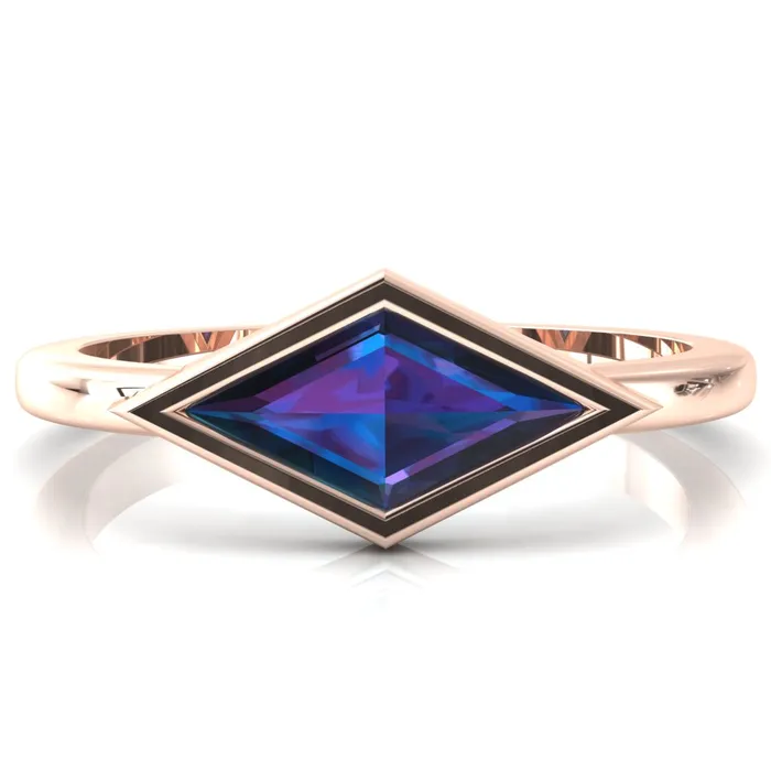 Londyn Lozenge Center Bezel Set Engagement Ring Fire Brilliance Rings