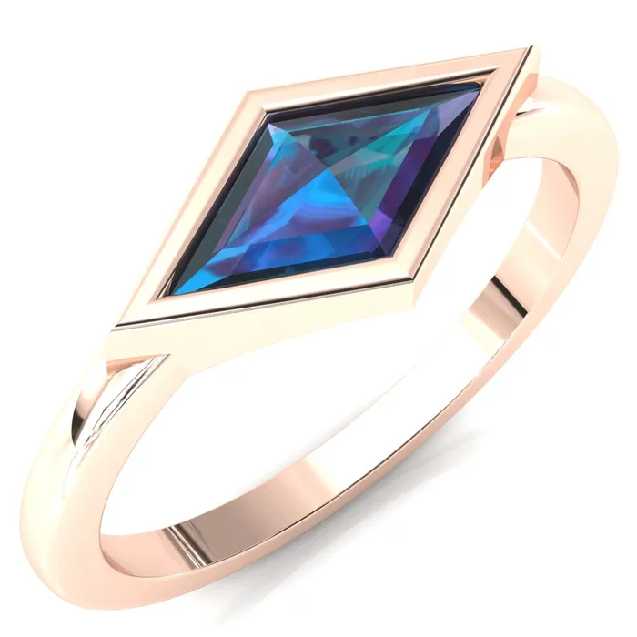 Londyn Lozenge Center Bezel Set Engagement Ring Fire Brilliance Rings