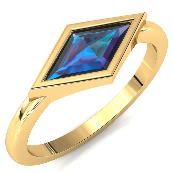 Londyn Lozenge Center Bezel Set Engagement Ring Fire Brilliance Rings
