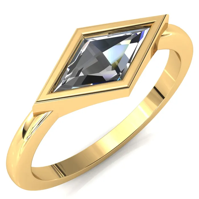 Londyn Lozenge Center Bezel Set Engagement Ring Fire Brilliance Rings
