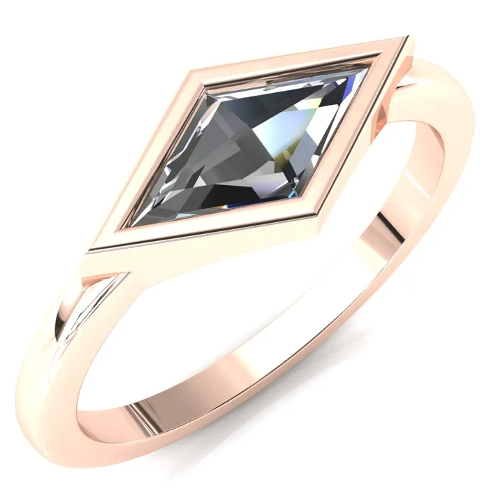 Londyn Lozenge Center Bezel Set Engagement Ring Fire Brilliance Rings