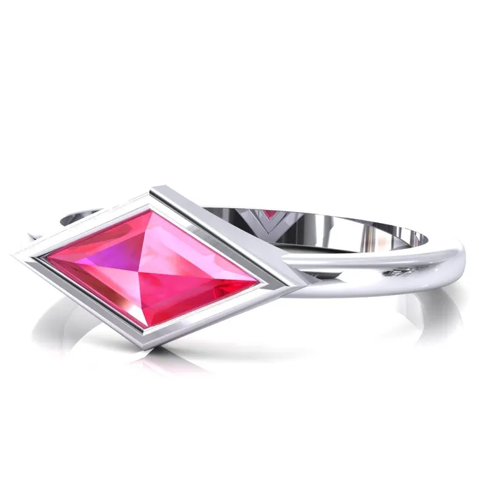 Londyn Lozenge Center Bezel Set Engagement Ring Fire Brilliance Rings