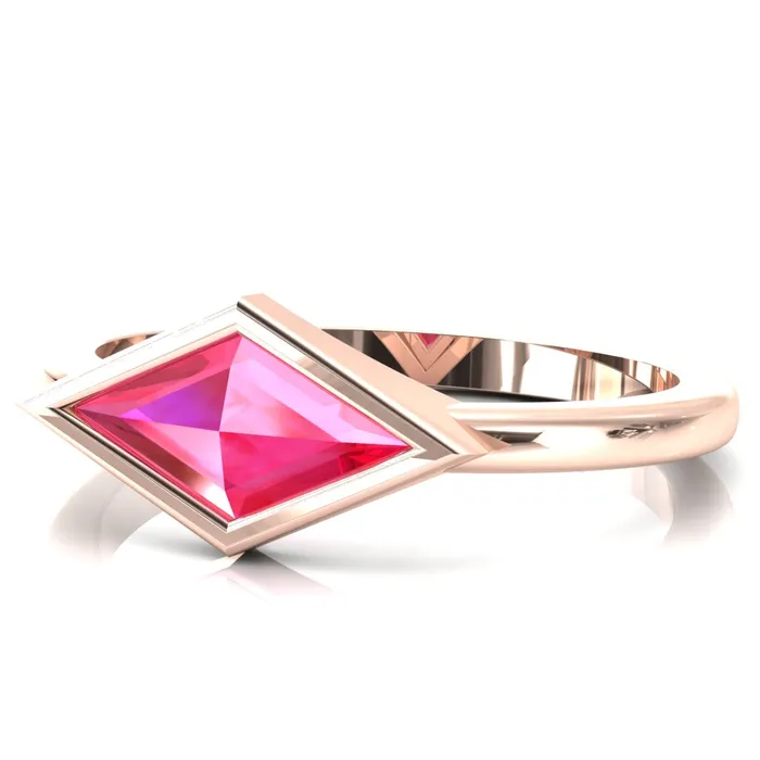 Londyn Lozenge Center Bezel Set Engagement Ring Fire Brilliance Rings