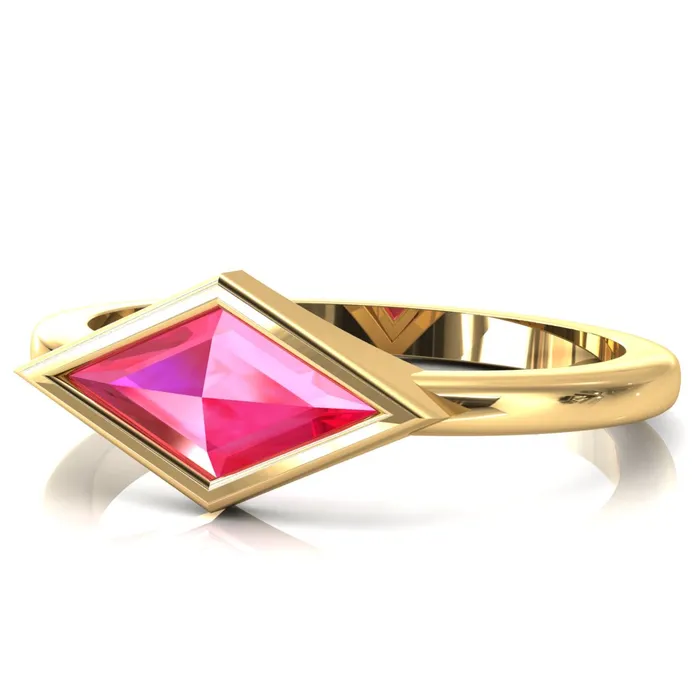 Londyn Lozenge Center Bezel Set Engagement Ring Fire Brilliance Rings