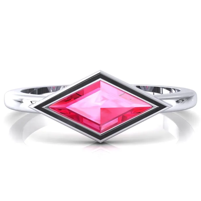 Londyn Lozenge Center Bezel Set Engagement Ring Fire Brilliance Rings