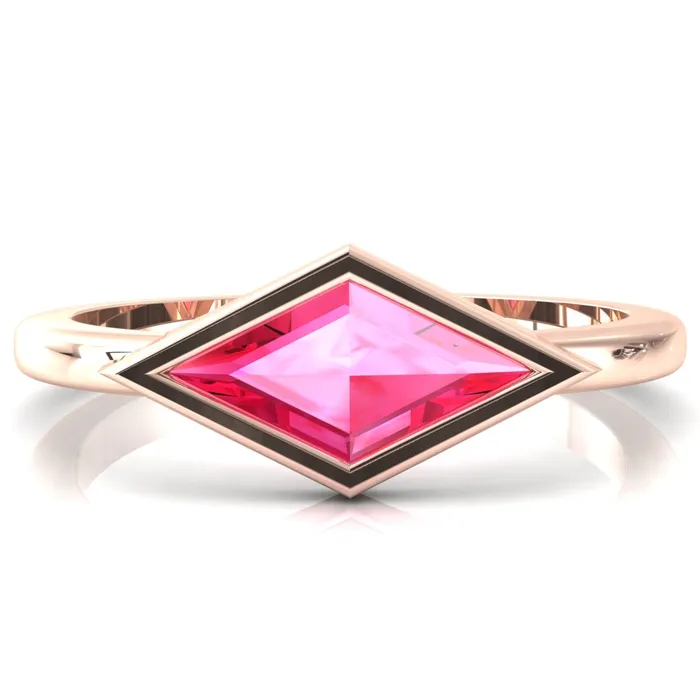 Londyn Lozenge Center Bezel Set Engagement Ring Fire Brilliance Rings