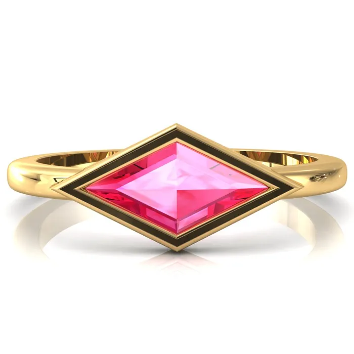 Londyn Lozenge Center Bezel Set Engagement Ring Fire Brilliance Rings
