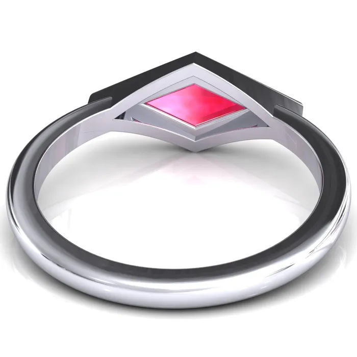 Londyn Lozenge Center Bezel Set Engagement Ring Fire Brilliance Rings