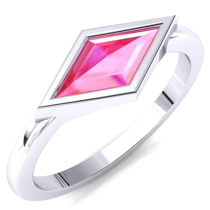 Londyn Lozenge Center Bezel Set Engagement Ring Fire Brilliance Rings