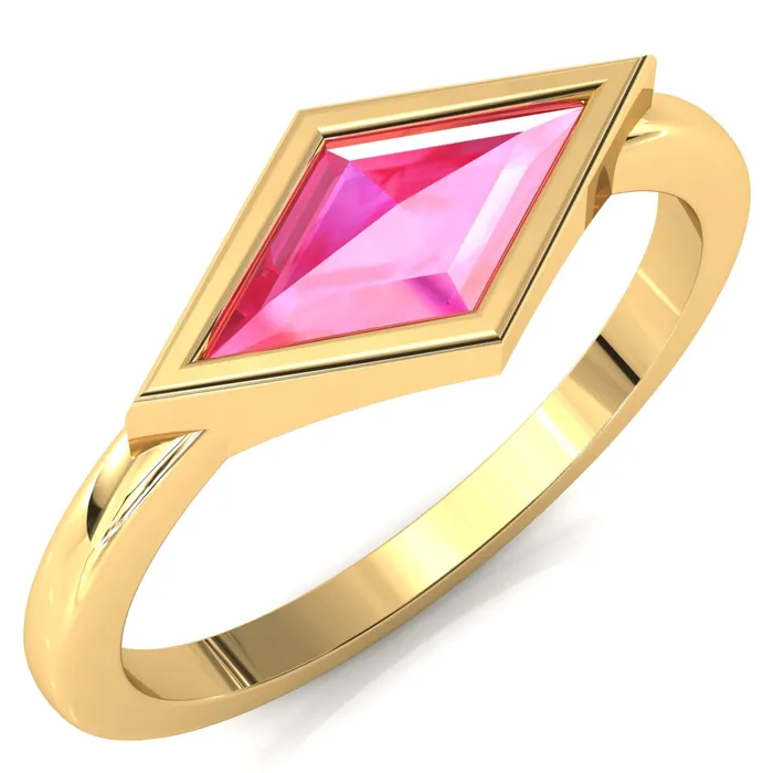 Londyn Lozenge Center Bezel Set Engagement Ring Fire Brilliance Rings