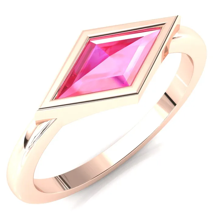 Londyn Lozenge Center Bezel Set Engagement Ring Fire Brilliance Rings