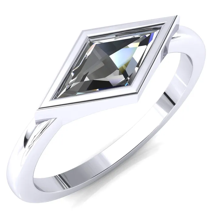 Londyn Lozenge Center Bezel Set Engagement Ring Fire Brilliance Rings