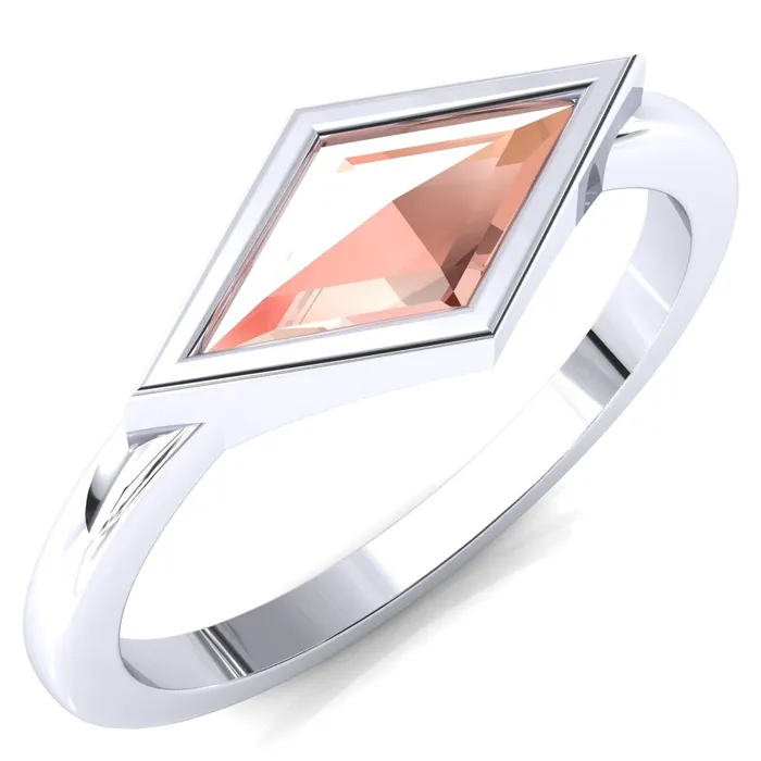 Londyn Lozenge Center Bezel Set Engagement Ring Fire Brilliance Rings