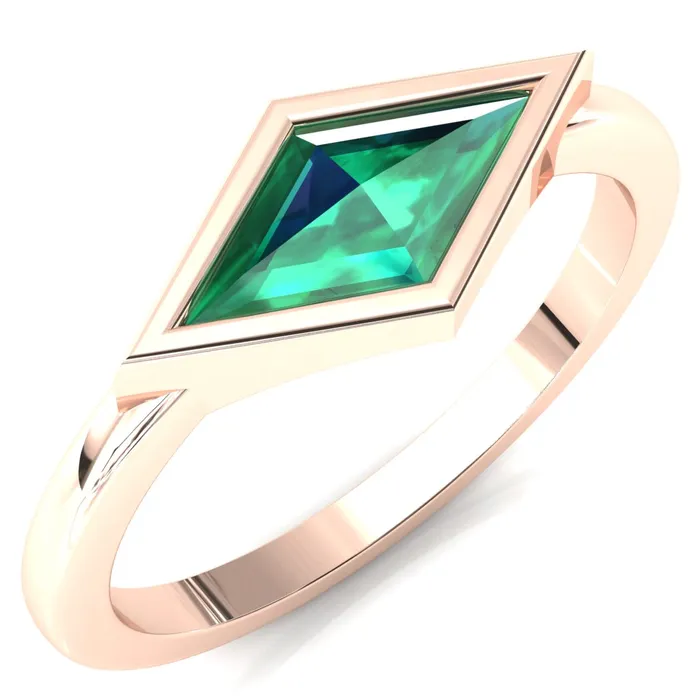 Londyn Lozenge Center Bezel Set Engagement Ring Fire Brilliance Rings