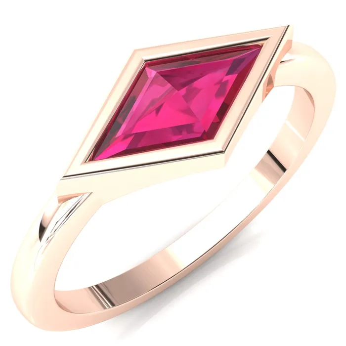 Londyn Lozenge Center Bezel Set Engagement Ring Fire Brilliance Rings