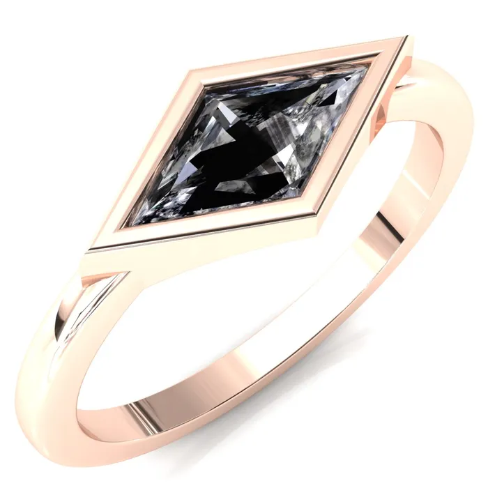 Londyn Lozenge Center Bezel Set Engagement Ring Fire Brilliance Rings
